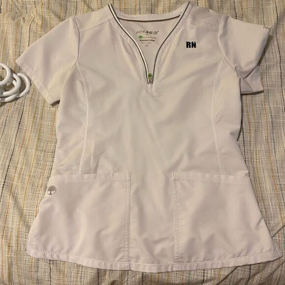 HEALING HANDS | White Scrub Top with Black RN - Picture 3 of 6